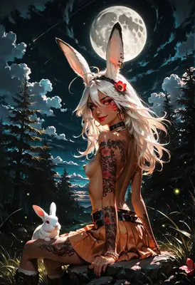 Moonlit Rabbit Spirit in the Woods
