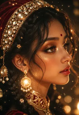 Radiant Indian Beauty in Golden Adornments