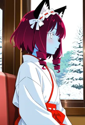 Blue Fox Girl in Winter Train