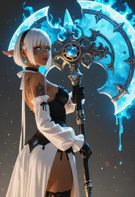 Elf Warrior with Glowing Frost Axe