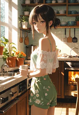 Morning Coffee in a Sunlit Kitchen