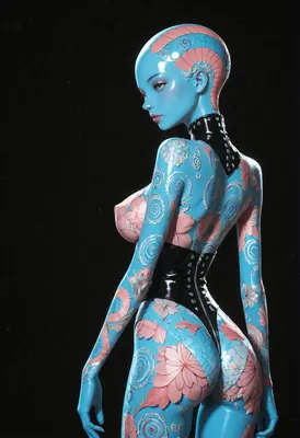 Cerulean Floral Android Portrait