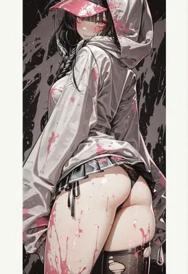 Streetwear Girl Splattered in Pink Paint