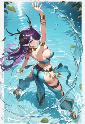 Water Spirit Elf Splashing in Water