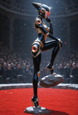 Cyborg Elegance on the Red Stage