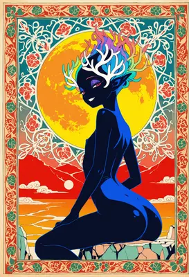 Ethereal Dark Elf Art Nouveau Portrait