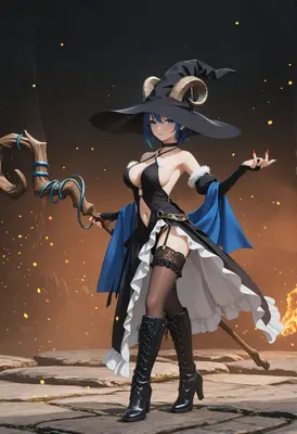 Ram Horned Sorceress with Magic Staff