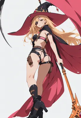Blonde Witch With A Giant Scythe