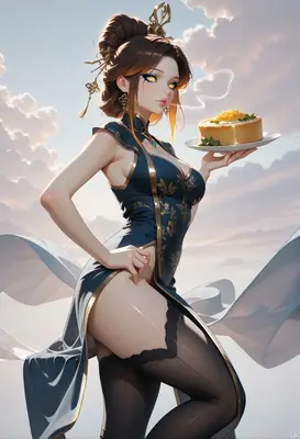 Elegant Hostess Serving Fresh Baked Pie