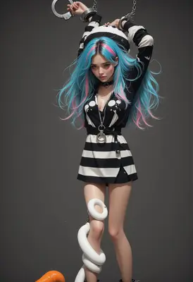 Captive Beauty with Vibrant Hair