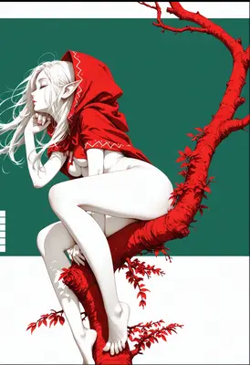 Elf Resting on a Crimson Branch