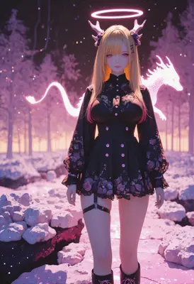 Ethereal Dragon Princess in Neon Forest