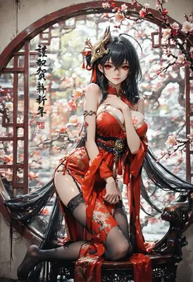 Elegant Maiden in Lunar New Year Attire