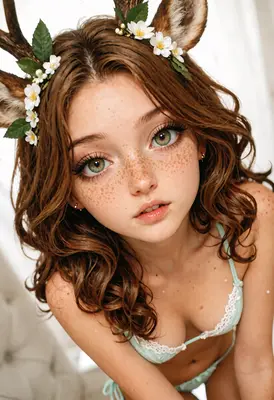 Enchanting Forest Fawn Girl Portrait