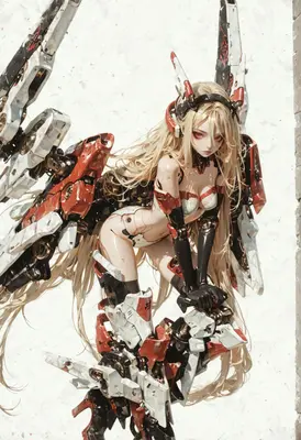 Blonde Cyborg Warrior in Mecha Armor