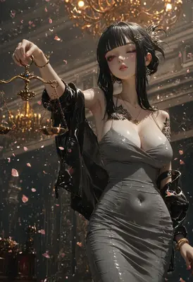 Elegant Lady Holding Scales of Justice