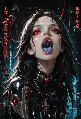 Cybernetic Vampire in Neon Shadows