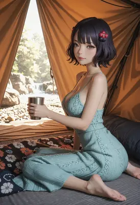 Relaxing Morning Inside a Sunny Tent