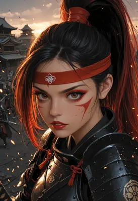 Fierce Samurai Warrior at Sunset