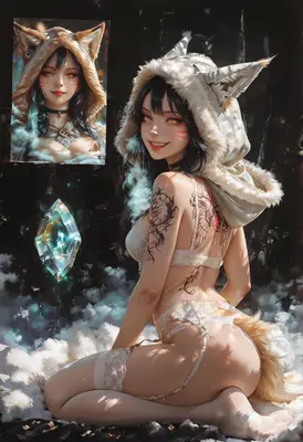 Mystic Fox Girl With Glowing Crystal