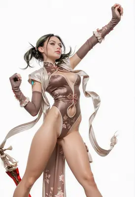 Ethereal Warrior in Silk Attire
