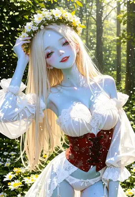 Blonde Maiden in a Sunlit Forest