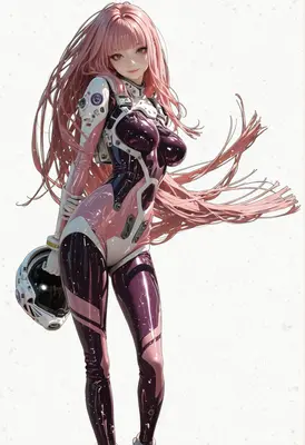 Pink Haired Astronaut in Futuristic Suit