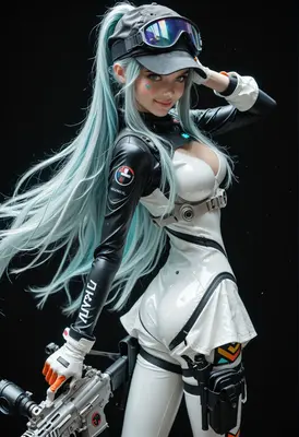 Tactical Operative with Flowing Teal Hair