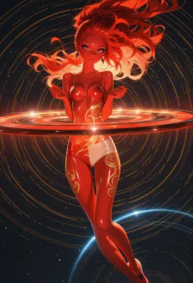 Cosmic Goddess of Radiant Red Energy