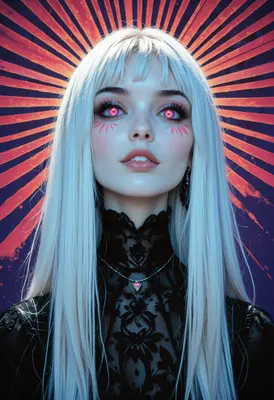 Gothic Maiden with Radiant Glowing Eyes