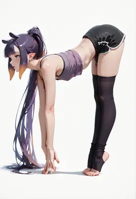 Athletic Elf Girl Stretching Routine