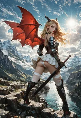 Winged Warrior on Mountain Peak