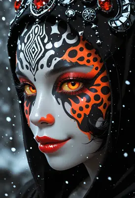 Mystic Sorceress with Glowing Amber Eyes