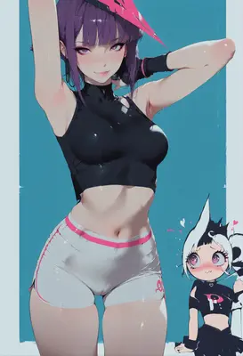 Athletic Girl with Her Chibi Companion