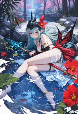 Elf Warrior Resting in Sacred Waters
