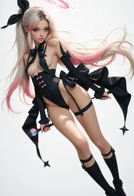 Ethereal Magical Girl in Black Corset