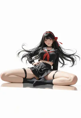 Anime Girl in Dark Sailor Uniform