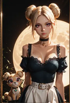 Moonlit Girl and Her Fennec Companion