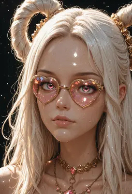 Ethereal Beauty in Heart Shaped Glasses